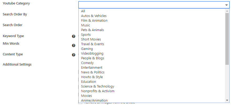 wp content pilot wp automatic wp robots options category