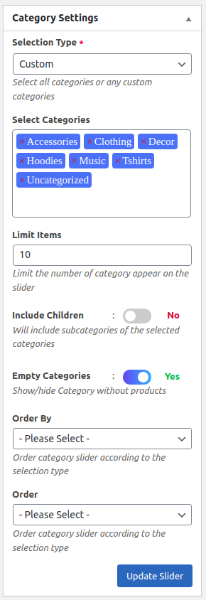 Category Customization Options
