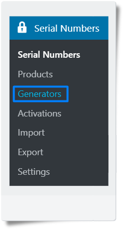 Generator Rules option in the menu