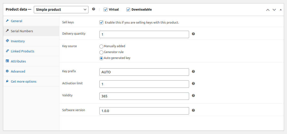 Auto Generated Key Settings