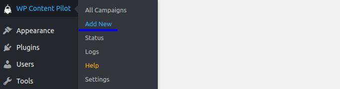 Add a new campaign in WP Content Pilot