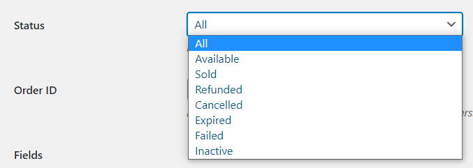 WooCommerce Serial Number choose status to export