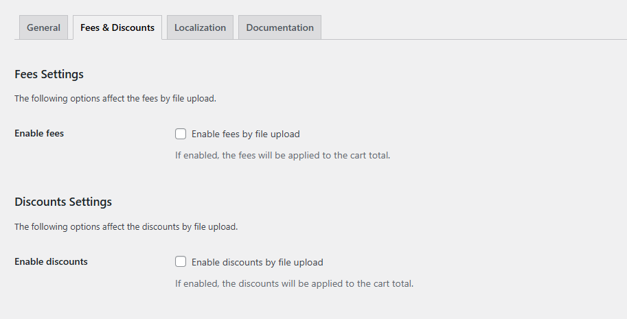 Fees and Discounts Settings