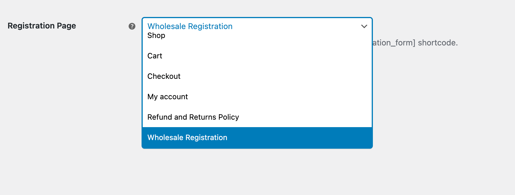 Registration Page Setup