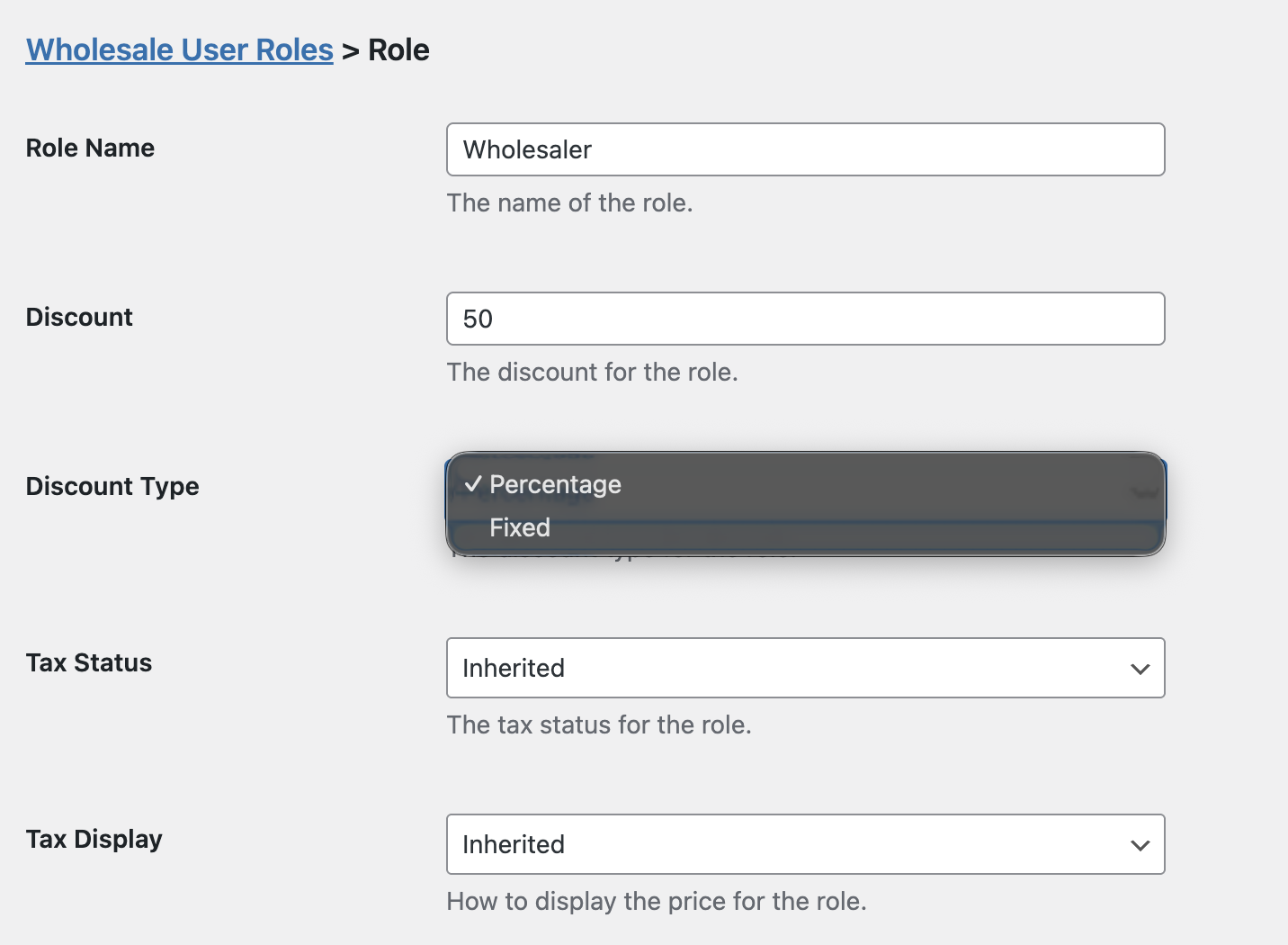 Role Configuration Options