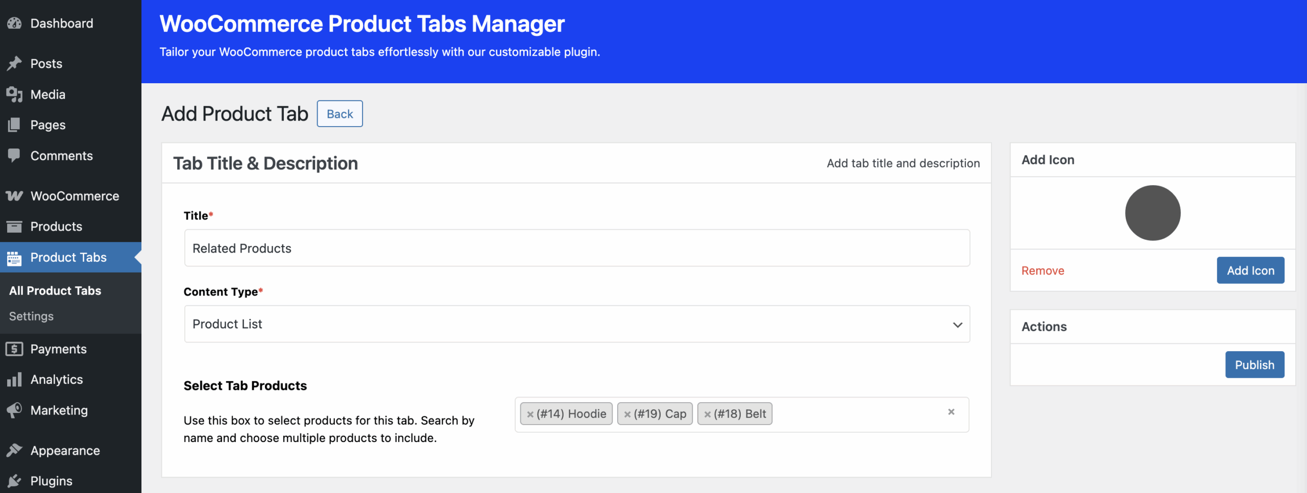 Add Product Tab as Product List