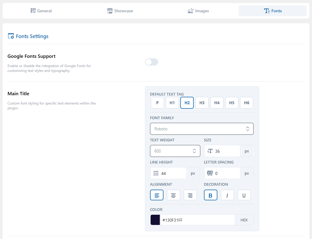 Fonts Settings
