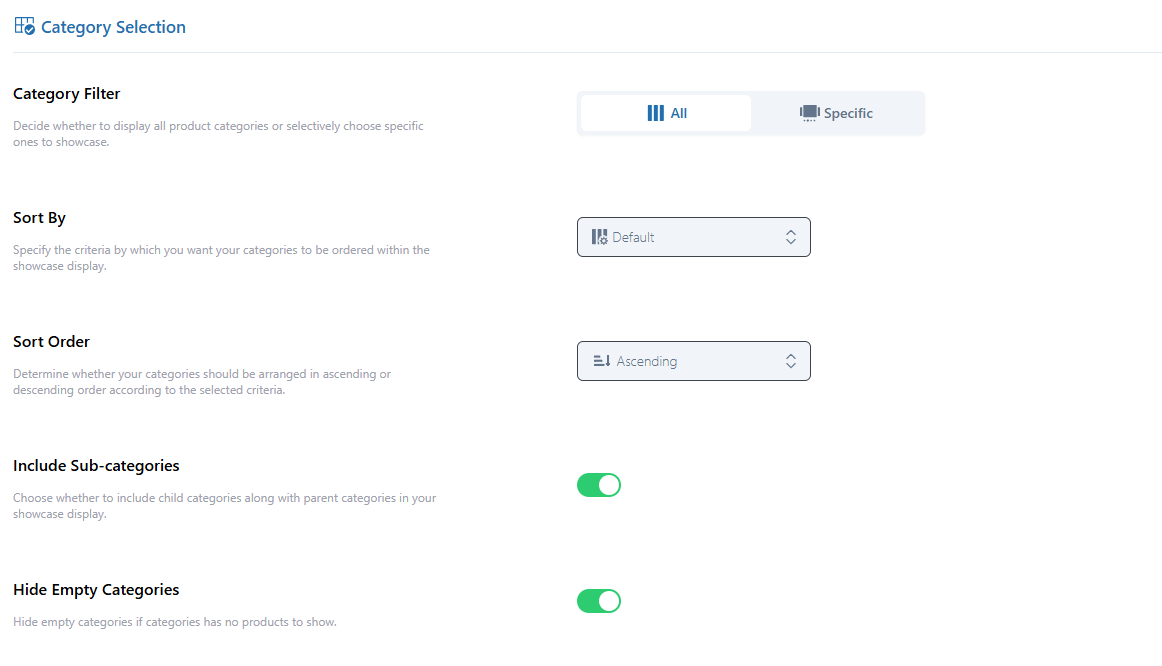 Category selection