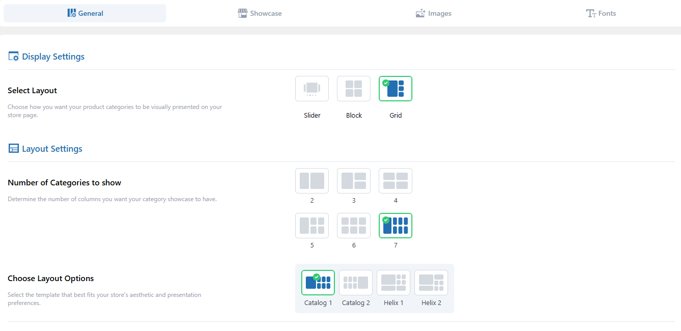 Grid Layout Settings