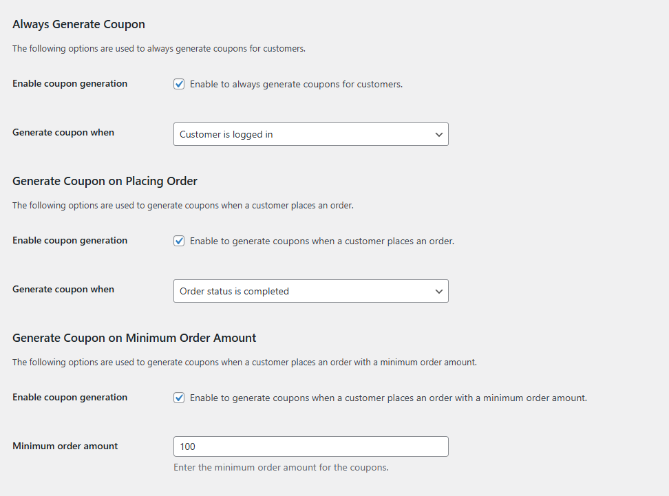 Generate Coupon