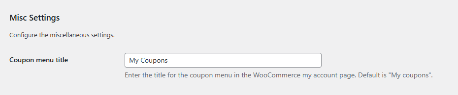 Misc Settings