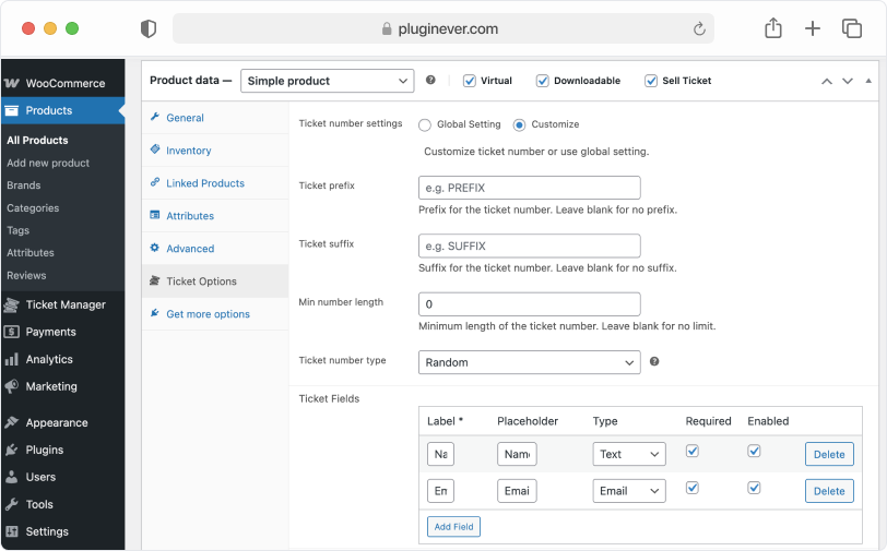 Configure Event Ticket in WC Ticket Manager 