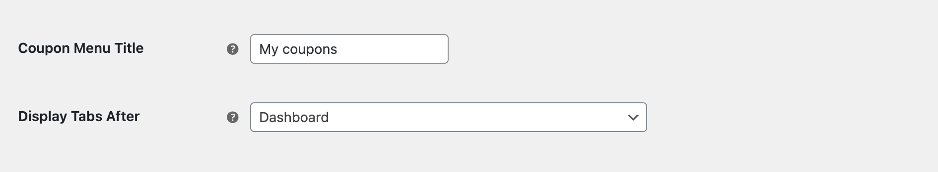 Coupon Display Options