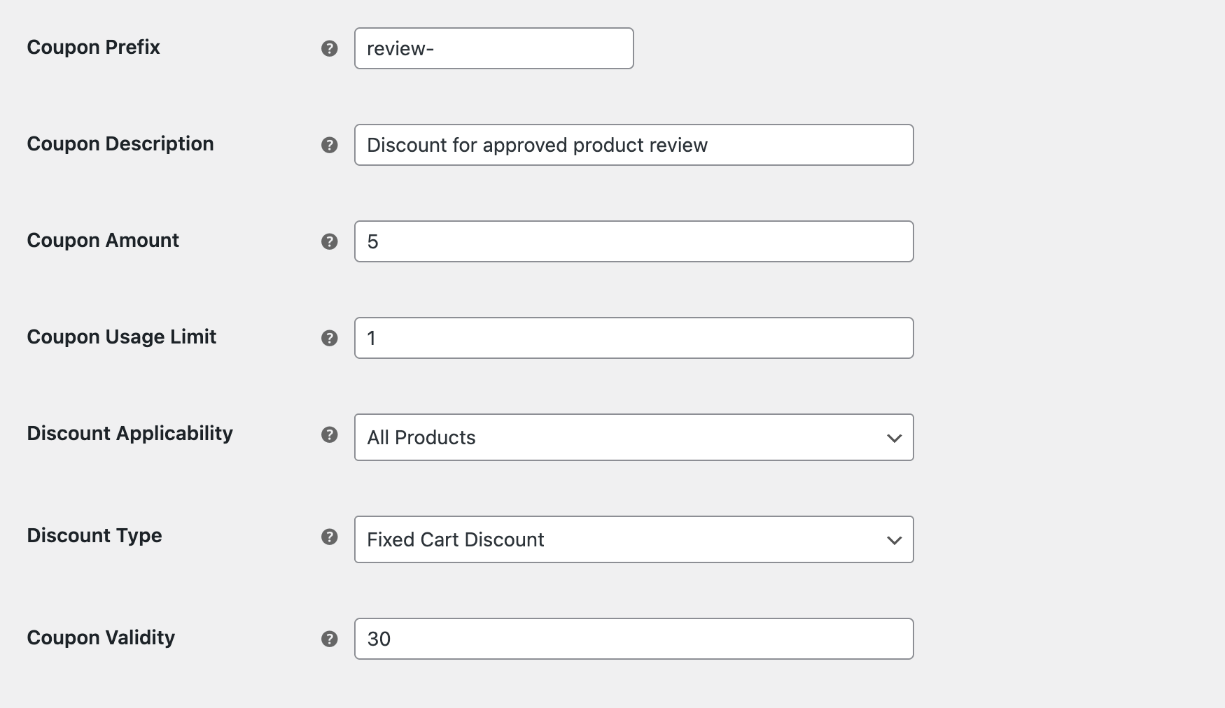 Coupon Generation Options