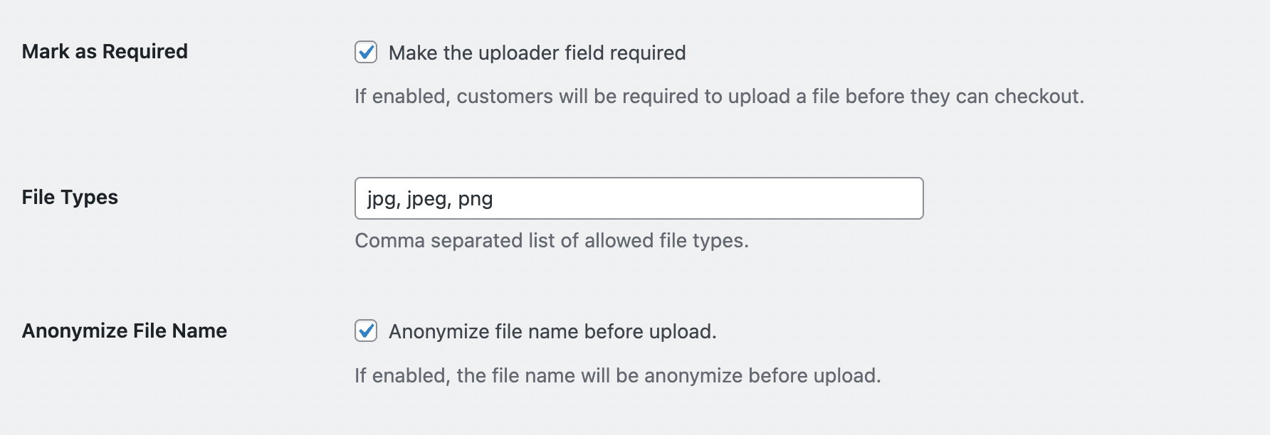 File Types Settings