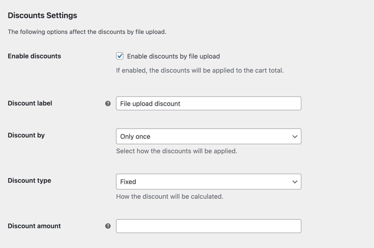 Discount Settings