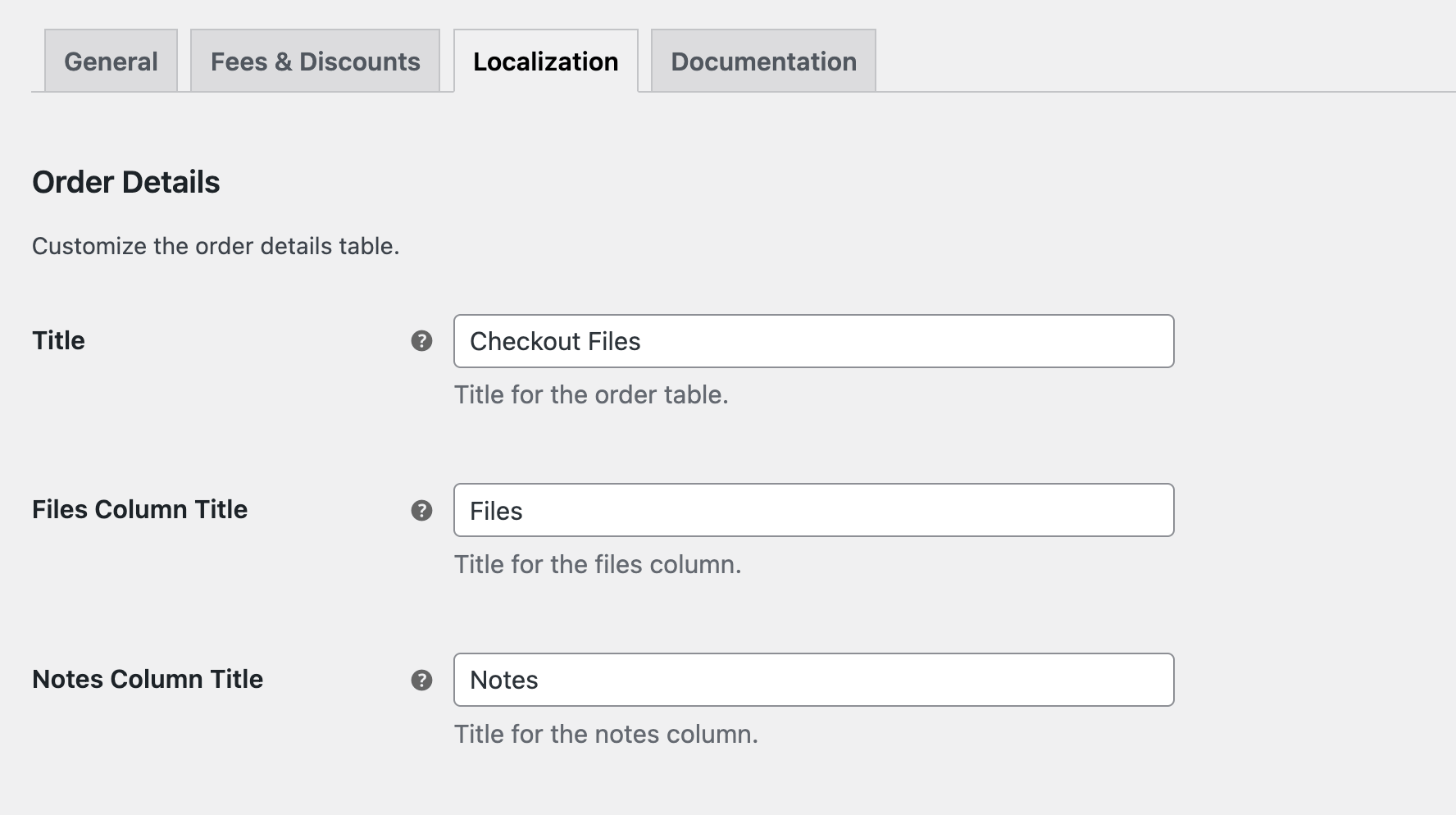 Localization - Order Details