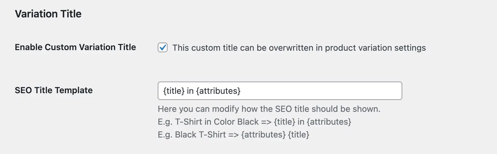 Custom Title Settings