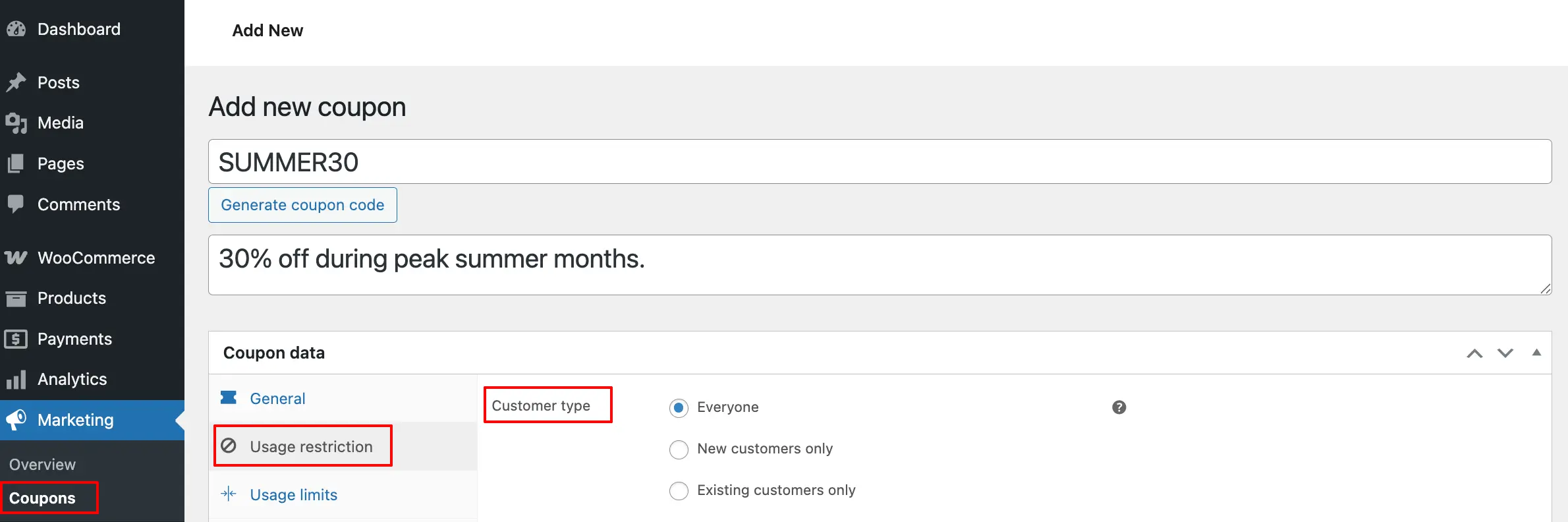 Configure Customer Type