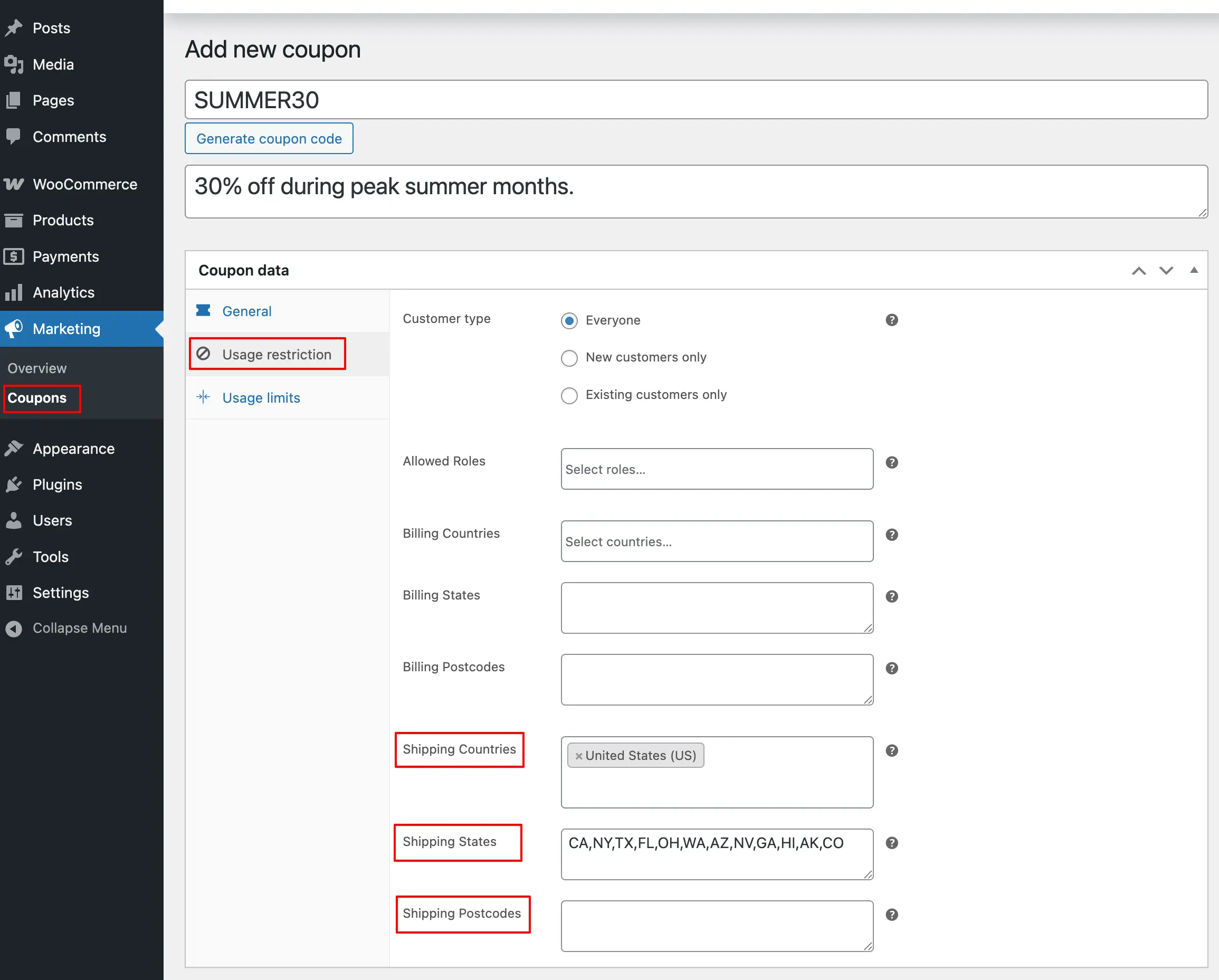 Shipping Options Settings