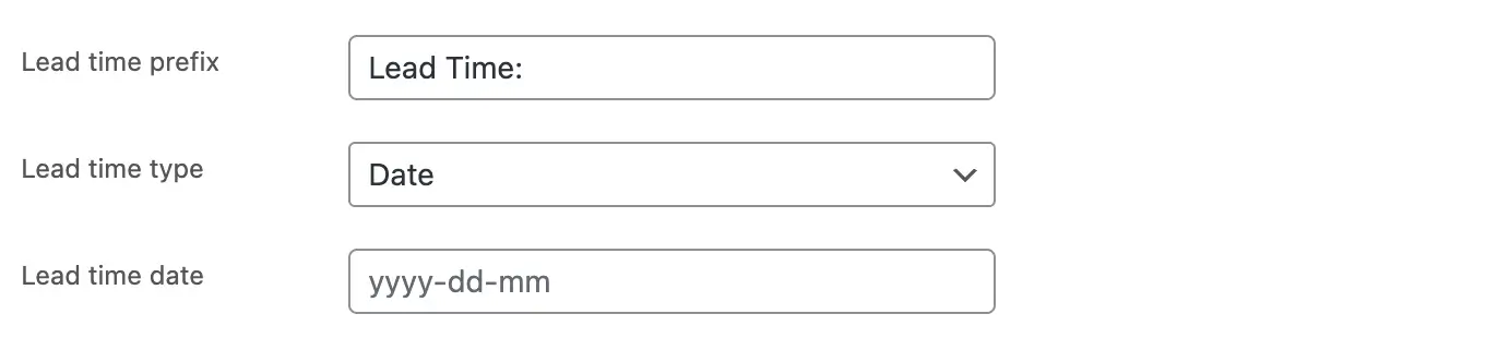 Date Settings at Product Level