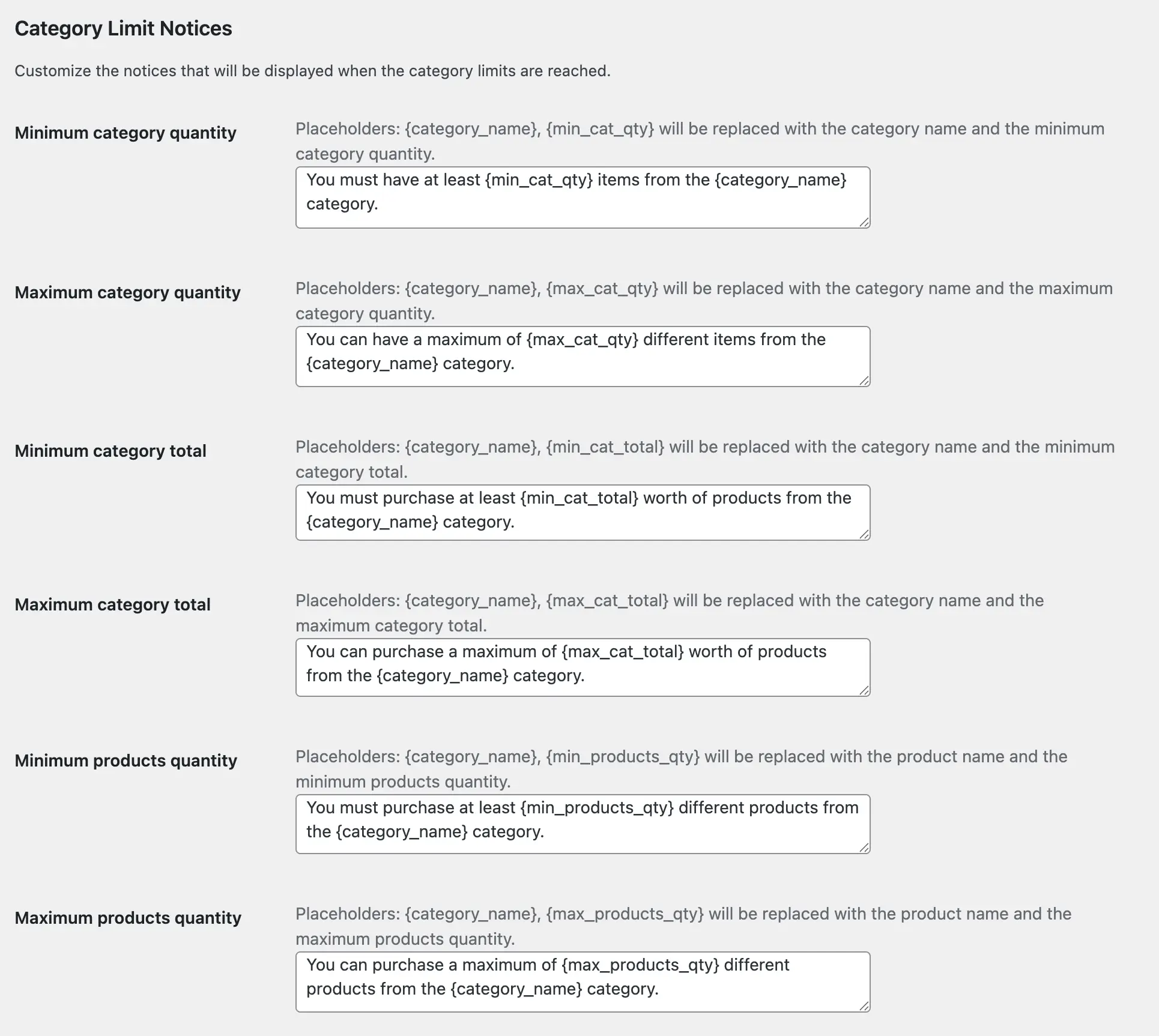 Custom Category Notices
