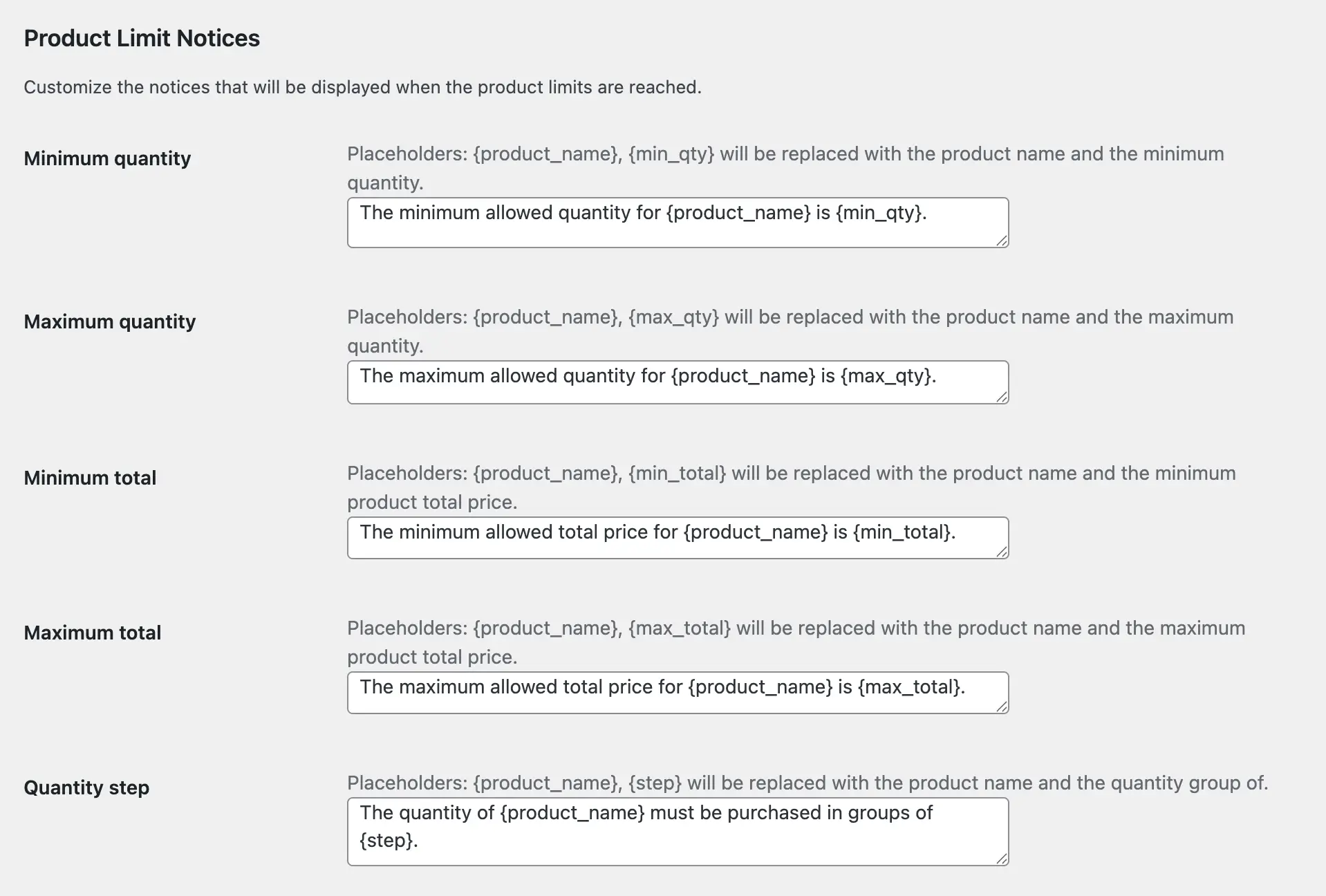 Custom Product Notices
