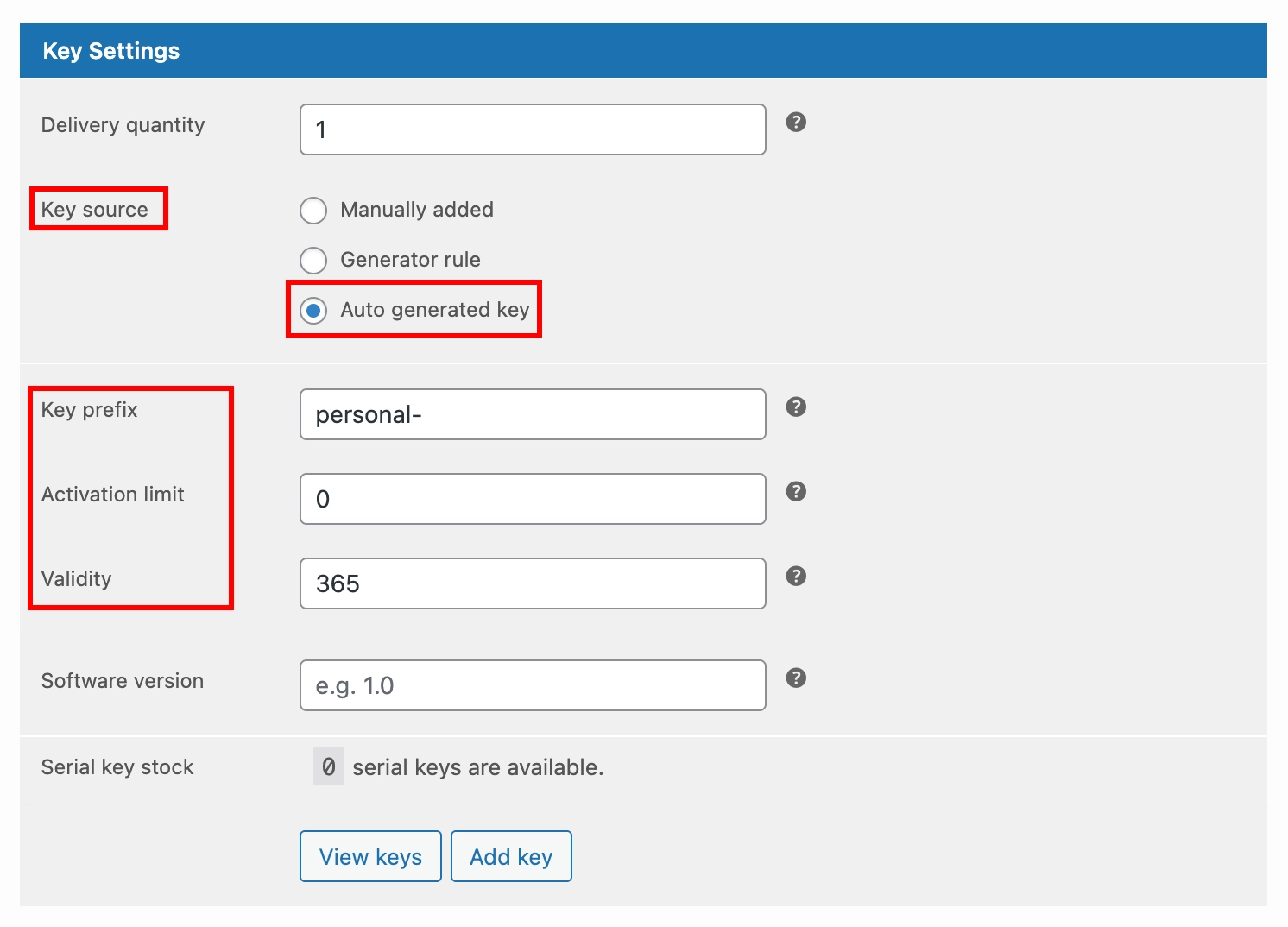 Key Source set to Auto-Generated