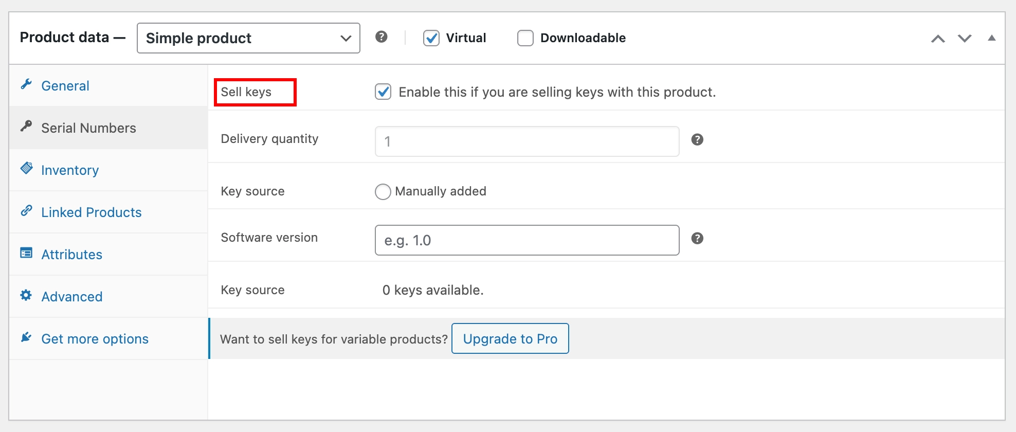 Enable Sell Keys
