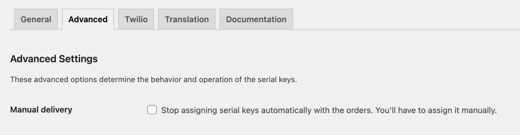 Assign Keys Manually