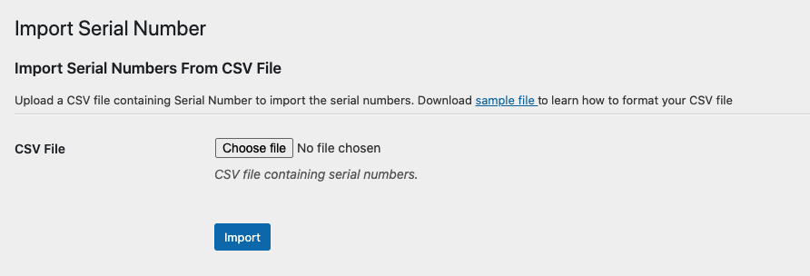 WooCommerce Serial Number - Import CSV file