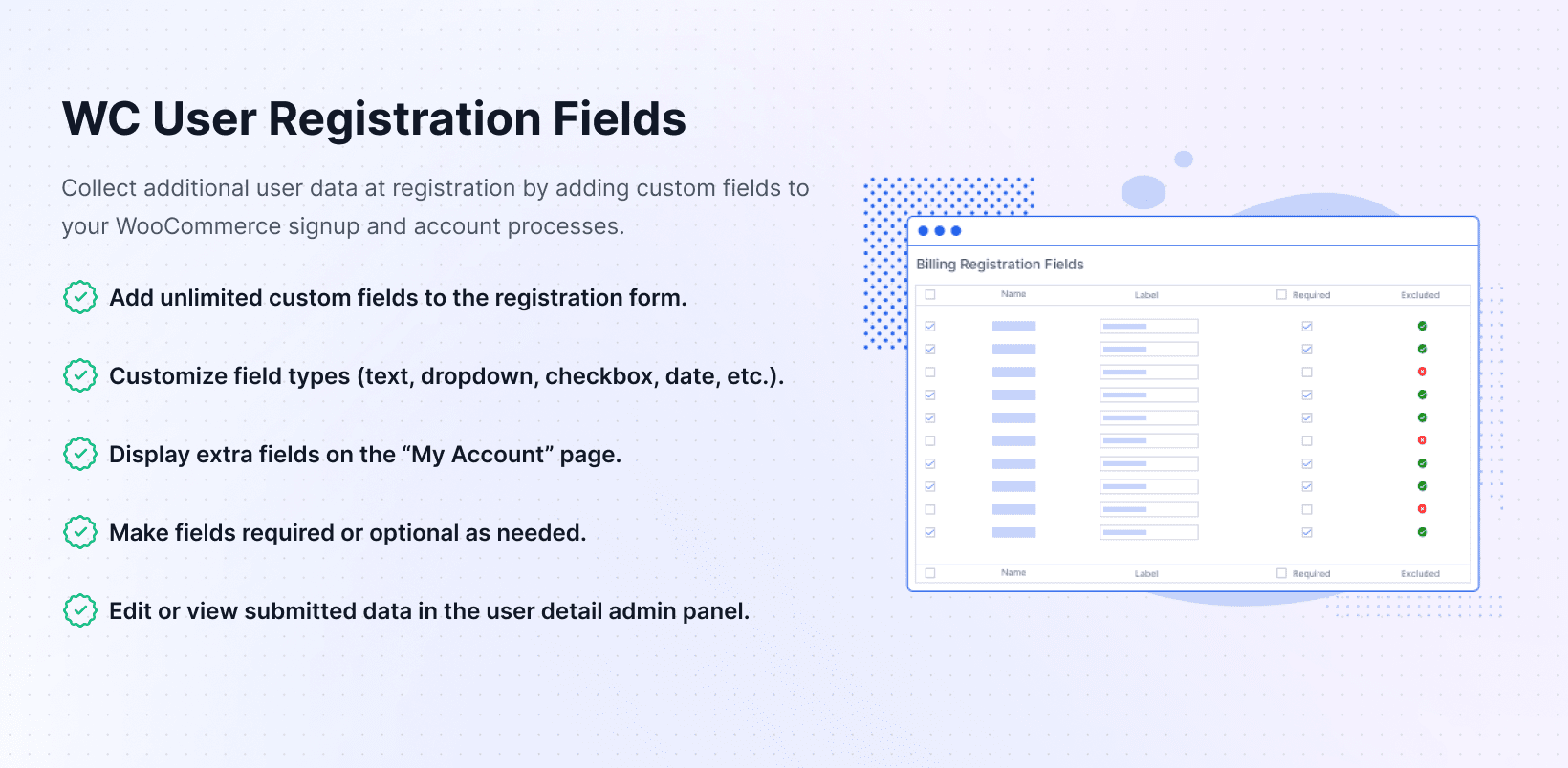 WC User Registration Fields